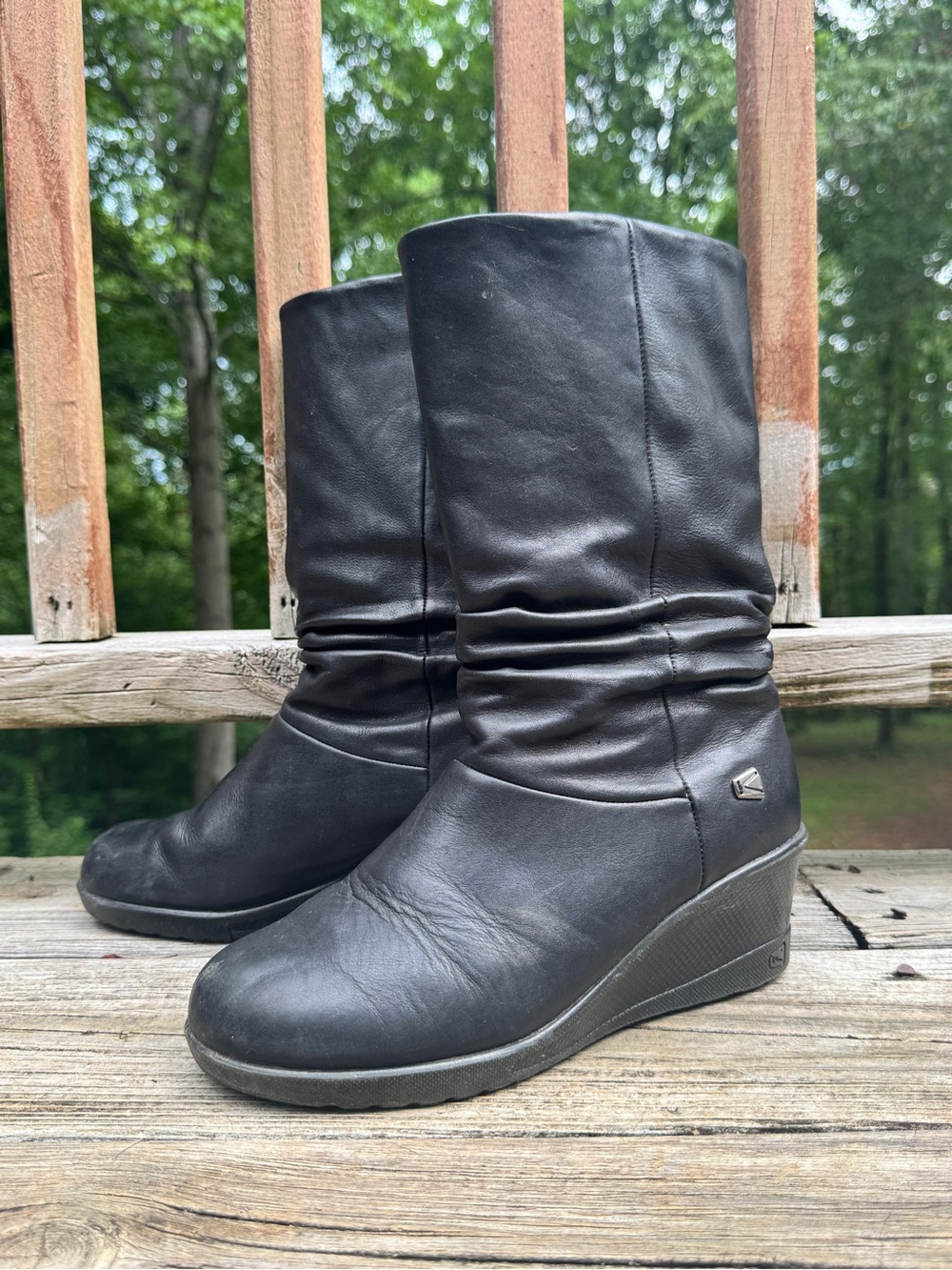 Keen ‘Kate’ Slouch Black Wedge Knee-High Boots, Women’s
